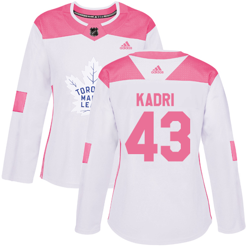 Adidas Maple Leafs #43 Nazem Kadri White/Pink Authentic Fashion Women's Stitched NHL Jersey
